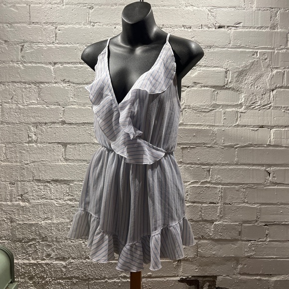 2/$15 Urban Heritage Pinstripe Frilly Romper - Picture 3 of 7